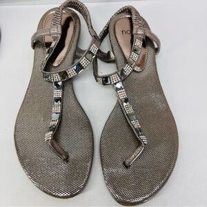 Novo Shoes Metallic Sandals with Gem Accents